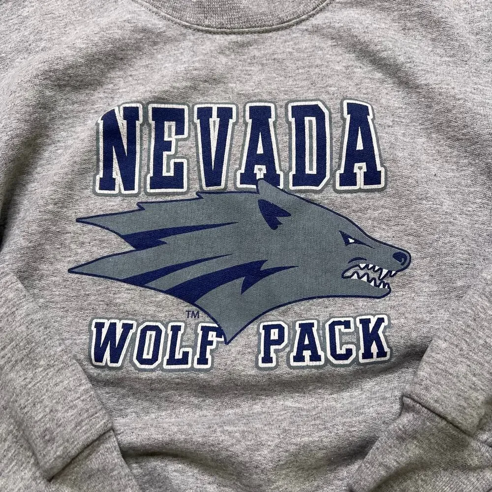 Nevada Wolf Pack Crewneck Sweatshirt Gray Logo Youth XL 14/16 Vintage Y2K - Picture 3 of 9